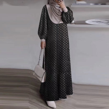 Casual Long Sleeve Loose Waist Round Neck Printed Outfit For Women