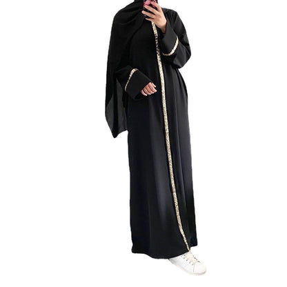 Cardigan Robe Stitching Sequined Dress Abaya For Women