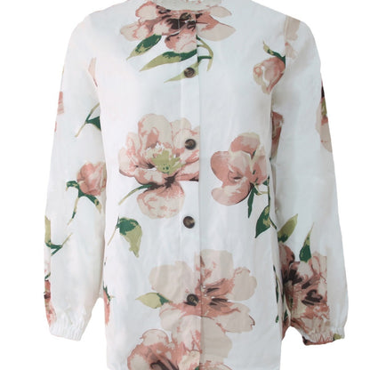 Floral Shirt Robe Fashion Puff Sleeve Shirt For Women