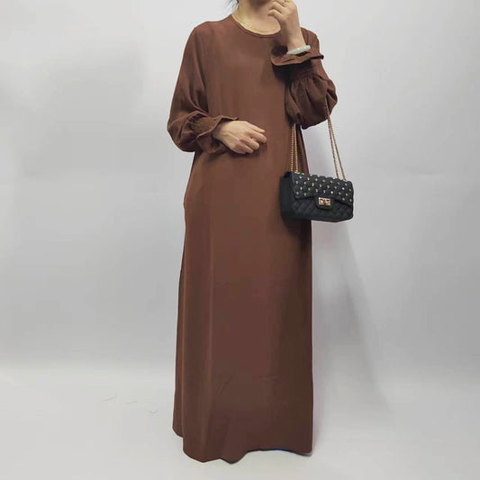 Middle East Dubai Turkey Loose Solid Color Dress