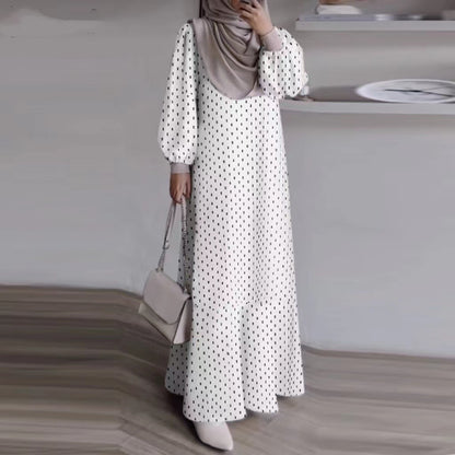 Casual Long Sleeve Loose Waist Round Neck Printed Outfit For Women