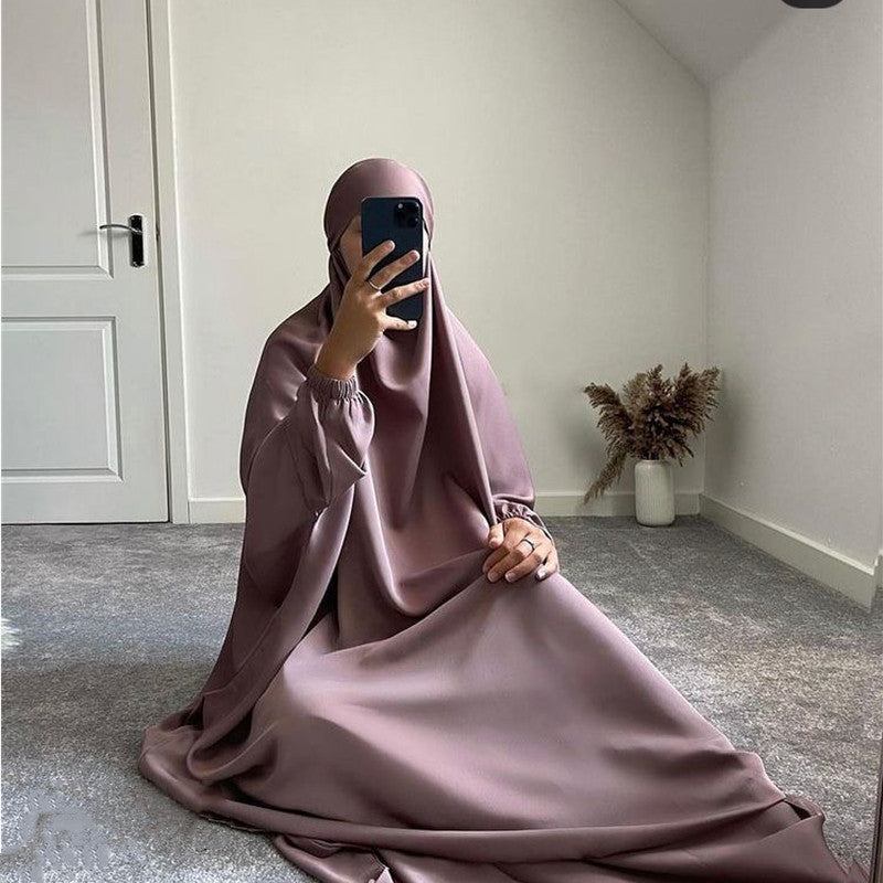 One Piece Solid Color Long Sleeve Prayer Robe For Women