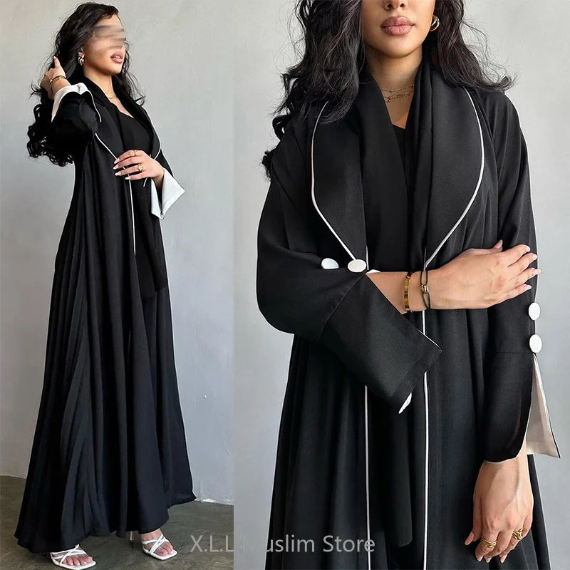 Eid Ramadan Abaya Women Black Button Split Sleeve Islam Prayer Dress Woman Kaftan Kebaya Turkey Dubai 2024 Luxury Robe Clothes