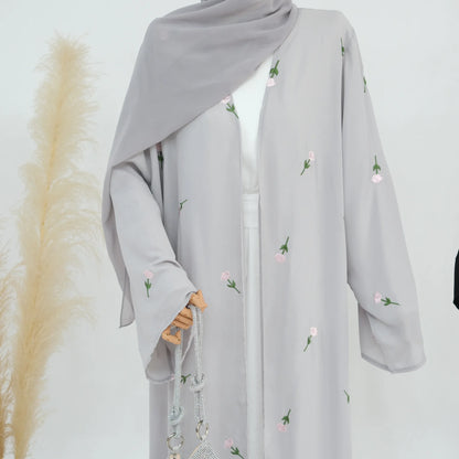 2024 New Black Embroideried Kimono Cardigan Abaya Dubai Luxury Muslim Kaftan Abayas For Women Turkish Islamic Clothing Outfit