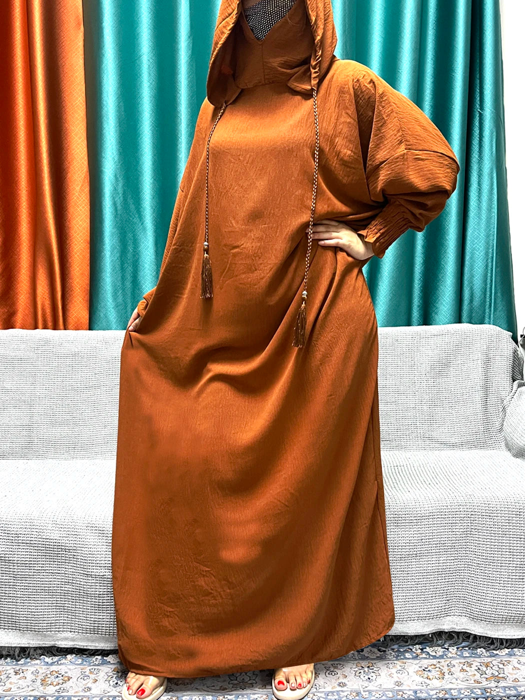 2024 Muslim Cotton Long sleeved Prayer Two piece Hooded Abayas For Women Solid Color Loose Femme Robe African Dubai Islam Dress