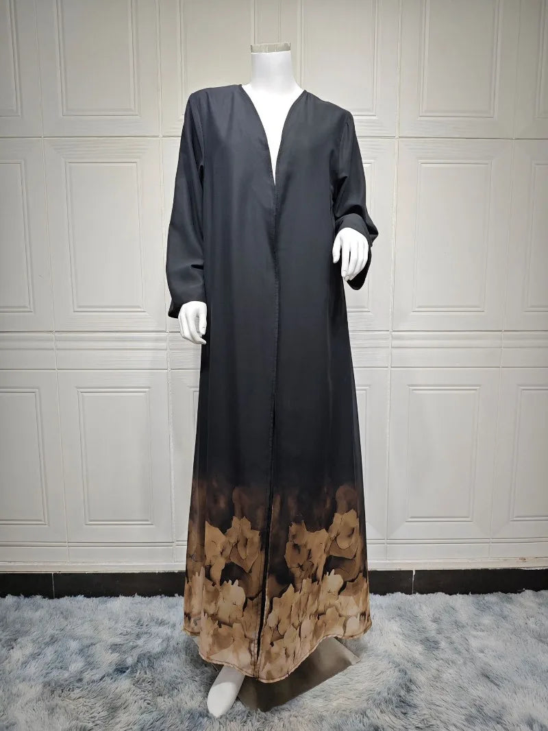 2 Piece Middle East Muslim Cardigan for Women Eid Dubai Hijab Abaya Dress Luxury Islam Party Jalabiya Clothes Turkey Open Robe