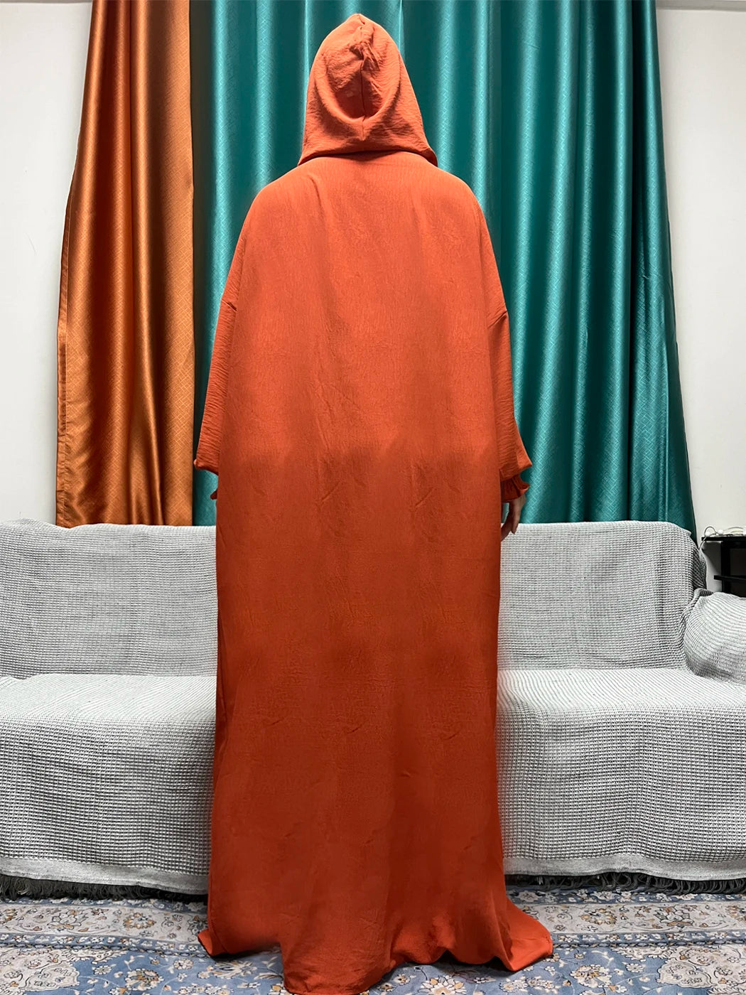 2024 Muslim Cotton Long sleeved Prayer Two piece Hooded Abayas For Women Solid Color Loose Femme Robe African Dubai Islam Dress