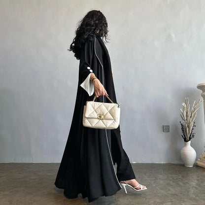 Eid Ramadan Abaya Women Black Button Split Sleeve Islam Prayer Dress Woman Kaftan Kebaya Turkey Dubai 2024 Luxury Robe Clothes