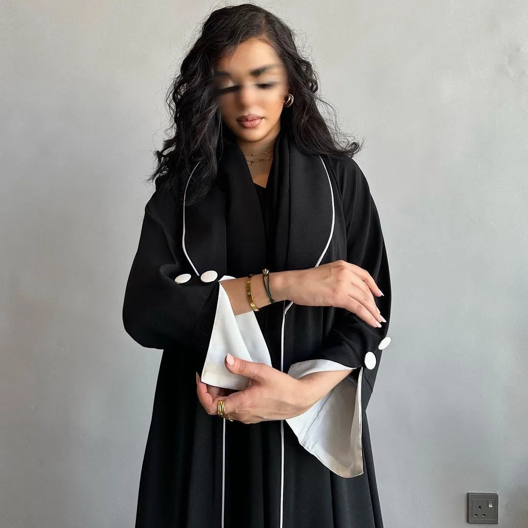 Eid Ramadan Abaya Women Black Button Split Sleeve Islam Prayer Dress Woman Kaftan Kebaya Turkey Dubai 2024 Luxury Robe Clothes