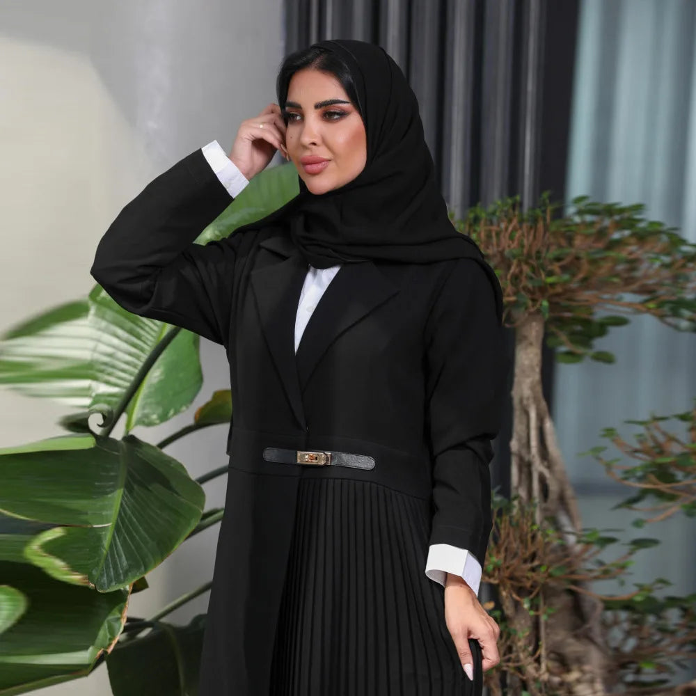 Eid Black Modest Open Kimono Abaya Dubai Luxury 2024 Islam Muslim Kaftan Coat Dress Abayas For Women Robe Caftan Marocain Femme