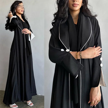 Eid Ramadan Abaya Women Black Button Split Sleeve Islam Prayer Dress Woman Kaftan Kebaya Turkey Dubai 2024 Luxury Robe Clothes